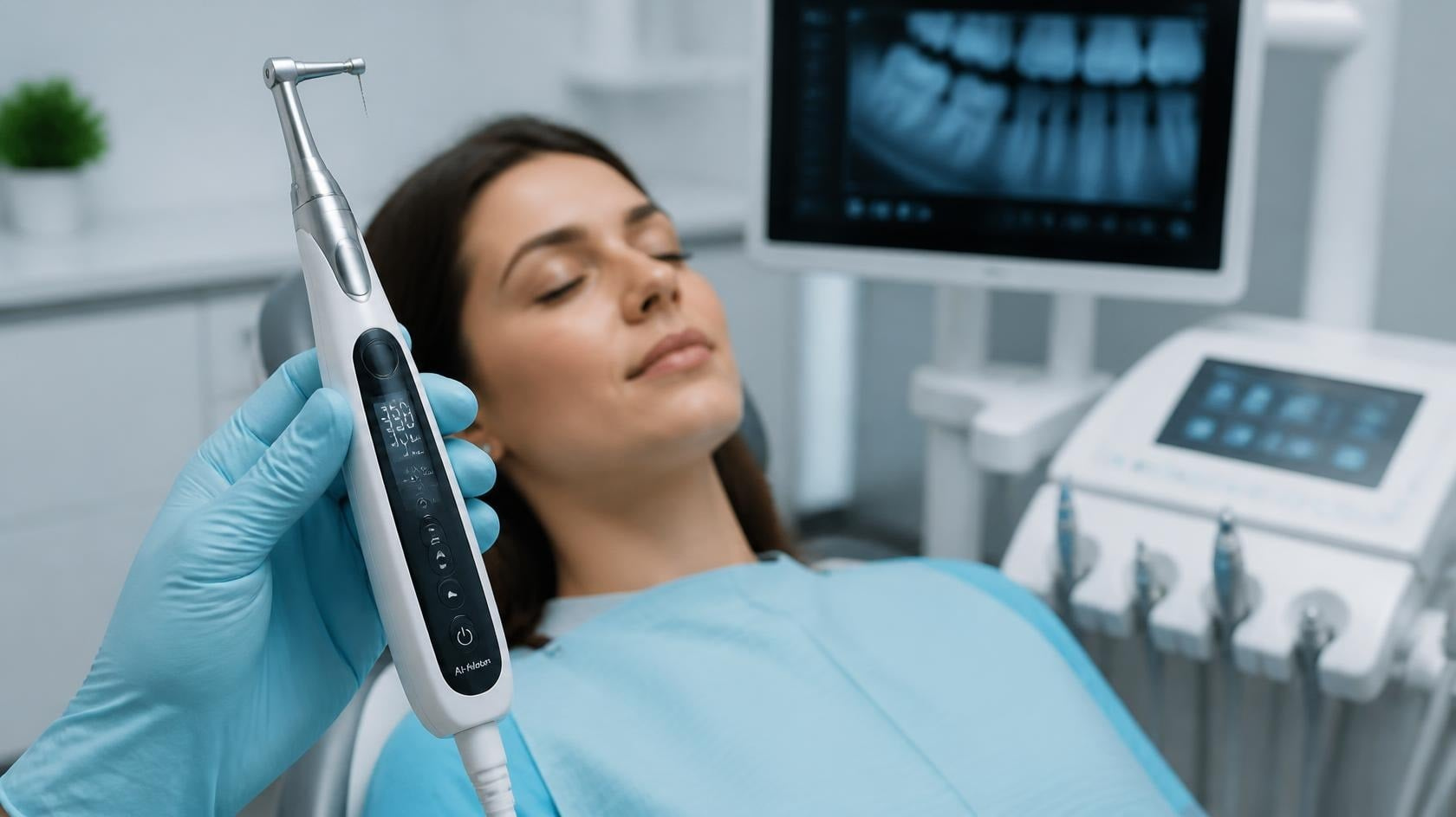 Dentist performing painless root canal treatment (RCT)